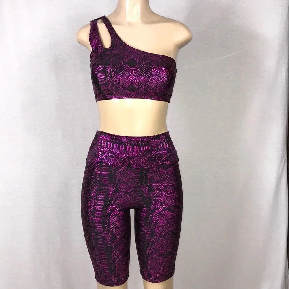 Zuliana Designer Activewear One Shoulder Set Made In USA NWT